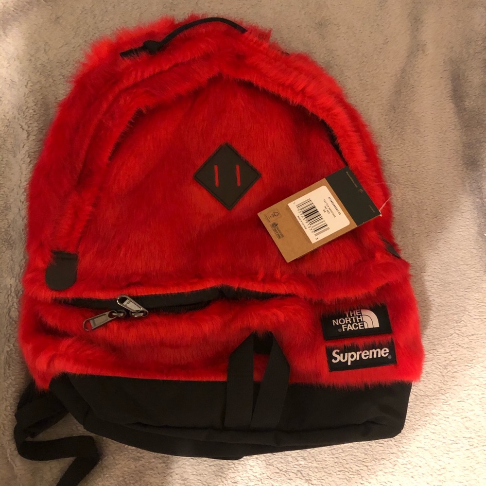 Supreme North face faux fur backpack